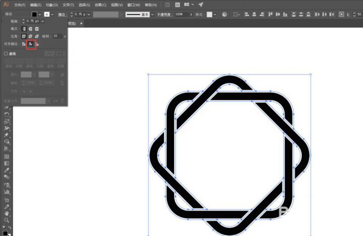 ai怎么设计圆角矩形穿插的logo? ai穿插花边图标的设计方法-热河云